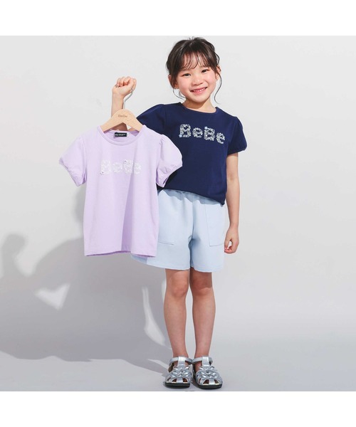BeBe（ベベ）の「【WEB限定】発泡プリントお花ロゴ天竺半袖Tシャツ(100~140cm)（Tシャツ/カットソー・キッズ・ネイビー/パープル・110cm/120cm/130cm/140cm/100cm）」の18枚目の写真