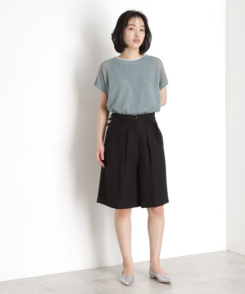 THE SHOP TK (ザ ショップ ティーケー )の「リネン混ハーフパンツ【洗える/セットアップ可】(その他パンツ・レディース・オフホワイト/ブラック/ベージュ・12/13)」の13枚目の写真