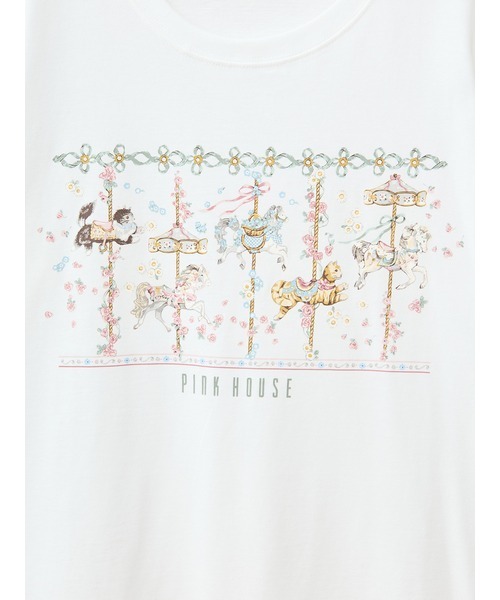 PINK HOUSE(ピンクハウス)の「メリーゴーラウンドプリントカットソー(Tシャツ/カットソー・レディース・ライトブルー/モカ/アイボリー/ブラック・MEDIUM/LARGE)」の6枚目の写真