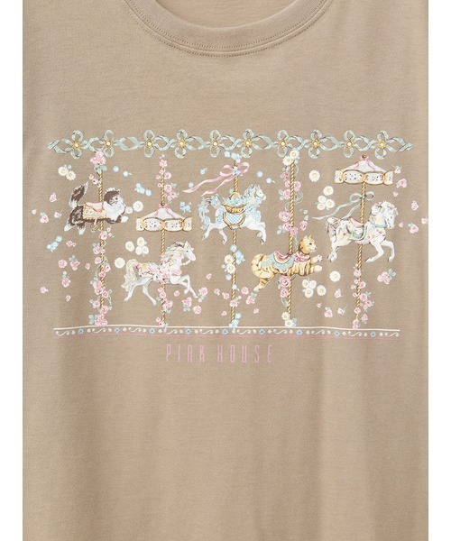 PINK HOUSE(ピンクハウス)の「メリーゴーラウンドプリントカットソー(Tシャツ/カットソー・レディース・ライトブルー/モカ/アイボリー/ブラック・MEDIUM/LARGE)」の7枚目の写真