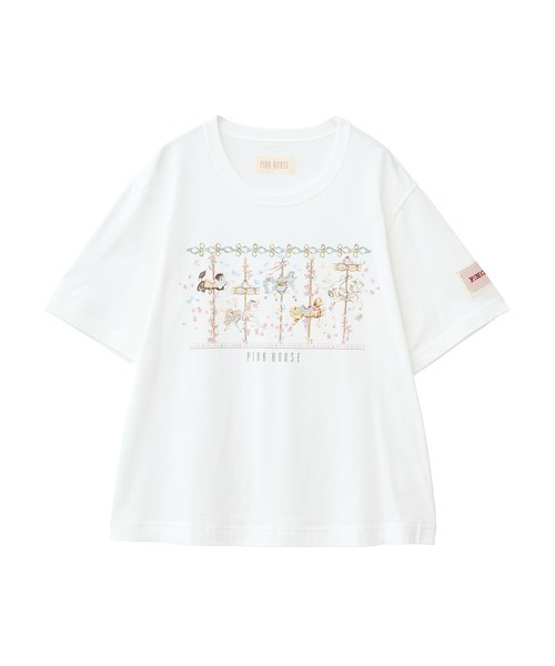 PINK HOUSE(ピンクハウス)の「メリーゴーラウンドプリントカットソー(Tシャツ/カットソー・レディース・ライトブルー/モカ/アイボリー/ブラック・MEDIUM/LARGE)」の19枚目の写真