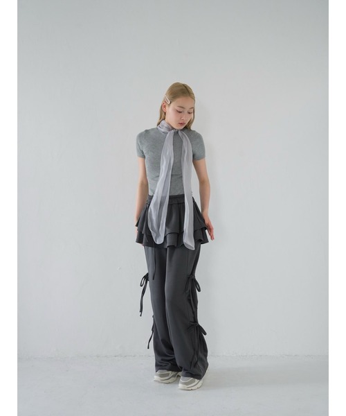 Uenui(ウニュイ)の「volume ribbon tops(Tシャツ/カットソー・レディース・アイボリー/グレー/パープル/ライトブルー/ブラック・FREE)」の14枚目の写真