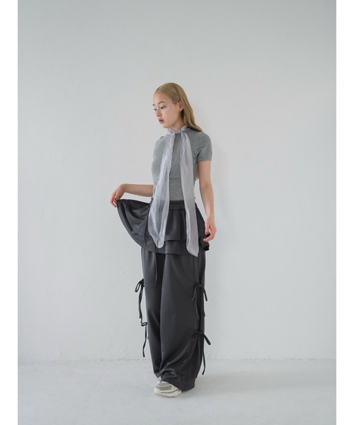 Uenui(ウニュイ)の「volume ribbon tops(Tシャツ/カットソー・レディース・アイボリー/グレー/パープル/ライトブルー/ブラック・FREE)」の15枚目の写真