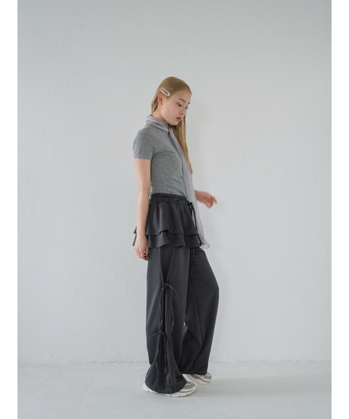 Uenui(ウニュイ)の「volume ribbon tops(Tシャツ/カットソー・レディース・アイボリー/グレー/パープル/ライトブルー/ブラック・FREE)」の17枚目の写真
