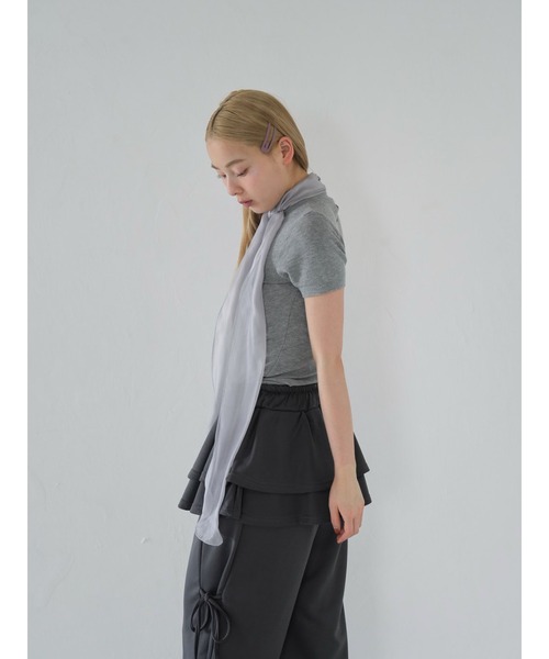 Uenui(ウニュイ)の「volume ribbon tops(Tシャツ/カットソー・レディース・アイボリー/グレー/パープル/ライトブルー/ブラック・FREE)」の20枚目の写真