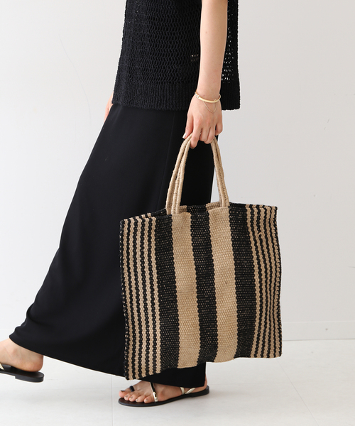 MAISON BENGAL(マイソンベンガル)の「【MAISON BENGAL/メゾン ベンガル】JUTE PORESH BAG:トートバッグ(トートバッグ・レディース・ブラック/ベージュ・FREE)」の2枚目の写真