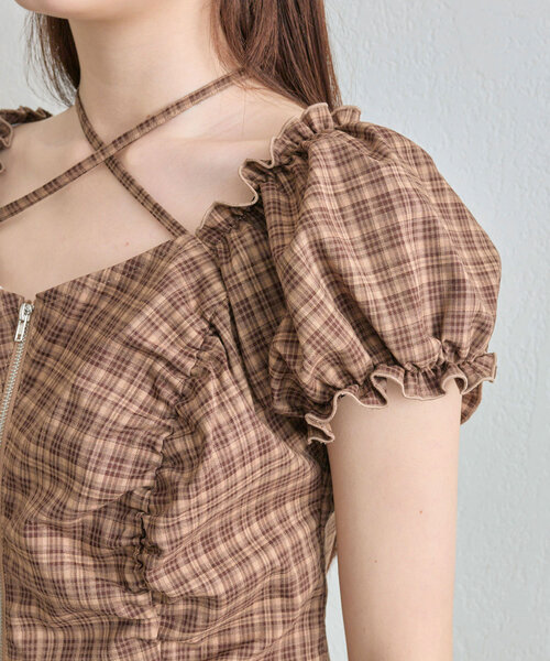 OLIVE des OLIVE（オリーブデオリーブ）の「【デコルテ綺麗見え】ダブルジップオフショルブラウス（シャツ/ブラウス・レディース・ブラウン/ブラック/オフホワイト/グレー・FREE）」の12枚目の写真