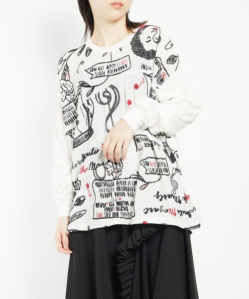 gomme（ゴム）の「ファミリーツリーJQ　バルーンＴ（Tシャツ/カットソー・レディース・ホワイト/ブラック/グレー・MEDIUM）」の2枚目の写真