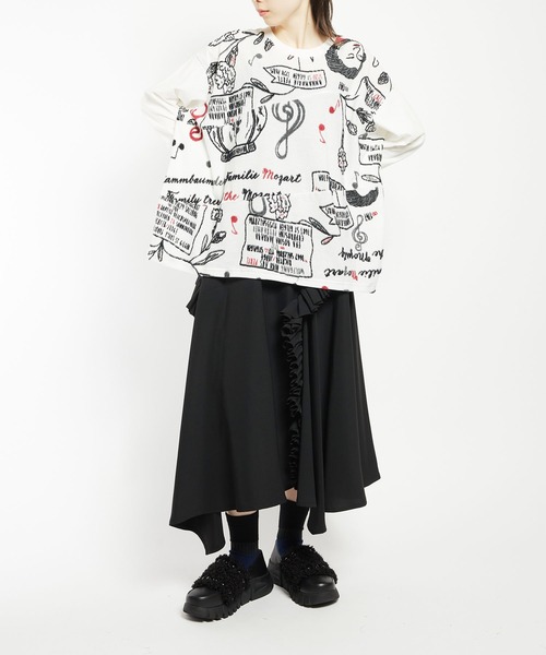 gomme（ゴム）の「ファミリーツリーJQ　バルーンＴ（Tシャツ/カットソー・レディース・ホワイト/ブラック/グレー・MEDIUM）」の7枚目の写真