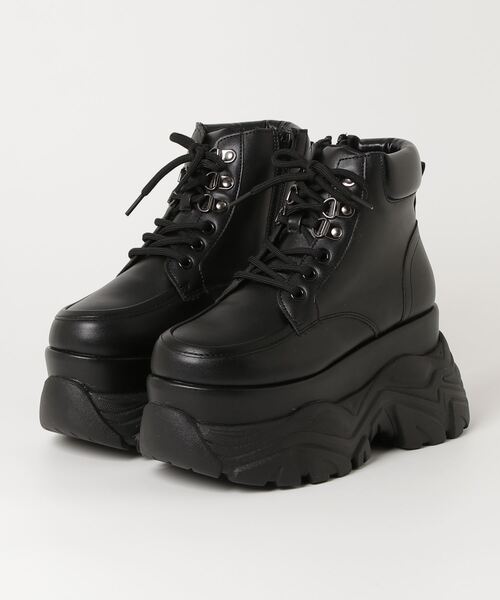 LOVEHUNTER(ラブハンター)の「LOVE HUNTER / +9.5cm Uチップ 厚底レースアップ スニーカーブーツ レディース ハイソール トラックソール ボリュームソール 美脚 レースアップブーツ (2211)(スニーカー・レディース・ホワイト/ブラック・LL/L/M/S)」の5枚目の写真