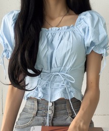 Girly Doll（ガーリードール）の「パフスリーブレースアップギャザーブラウス（シャツ/ブラウス）」