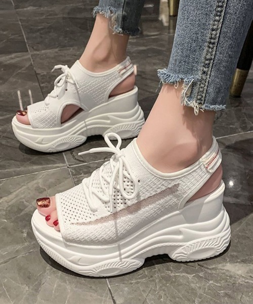 Miniministore(ミニミニストア)の「オープントゥスポーティーサンダル 厚底靴(サンダル・レディース・ホワイト/ブラック/グレー・22.5cm/23.5cm/24.5cm/23.0cm/24.0cm)」の6枚目の写真