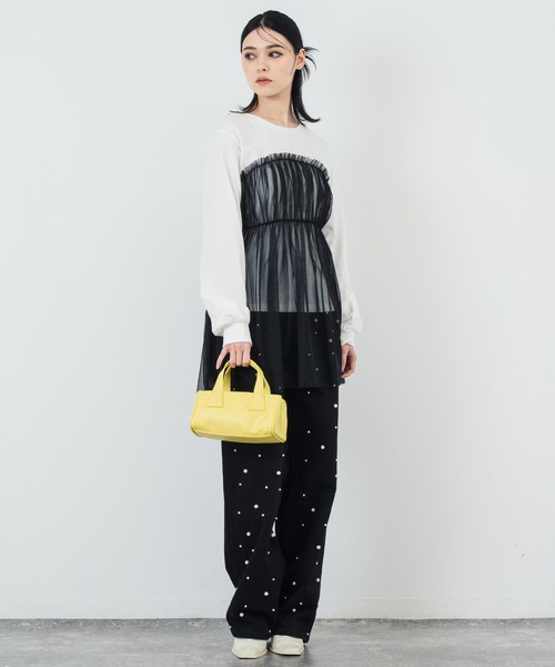 ANAP（アナップ）の「フェイクレザー モノグラム ハンドバッグ（ハンドバッグ・レディース・ホワイト/イエロー/ブラック・FREE）」の19枚目の写真