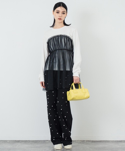 ANAP（アナップ）の「フェイクレザー モノグラム ハンドバッグ（ハンドバッグ・レディース・ホワイト/イエロー/ブラック・FREE）」の10枚目の写真