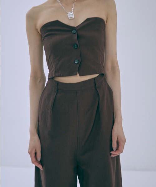 EN NEUME(エンノイム)の「Heritage Bandeau Jumpsuit(サロペット/オーバーオール・レディース・ブラウン/イエロー・1/0)」の10枚目の写真