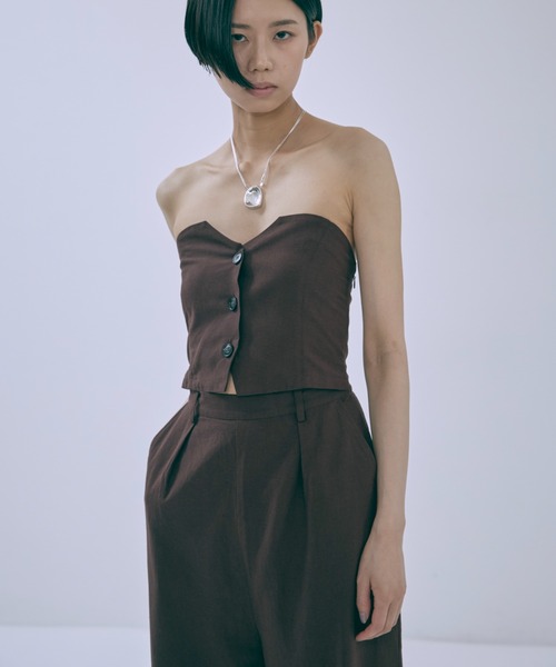 EN NEUME(エンノイム)の「Heritage Bandeau Jumpsuit(サロペット/オーバーオール・レディース・ブラウン/イエロー・1/0)」の4枚目の写真