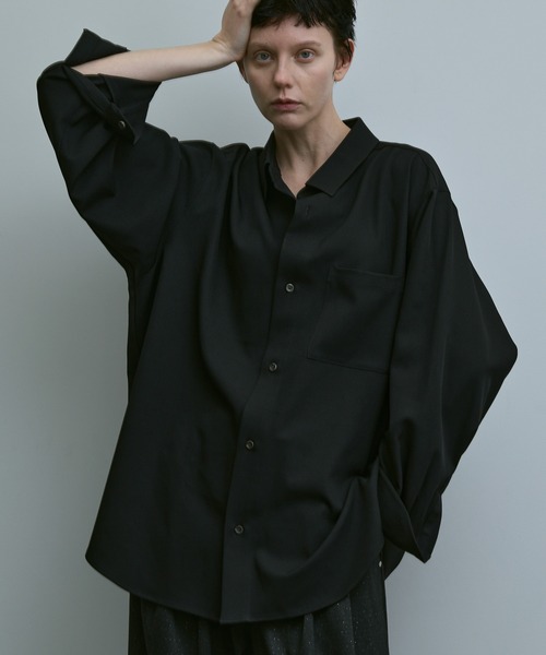 loose basic oversize shirt - heather drape / ルーズベーシック