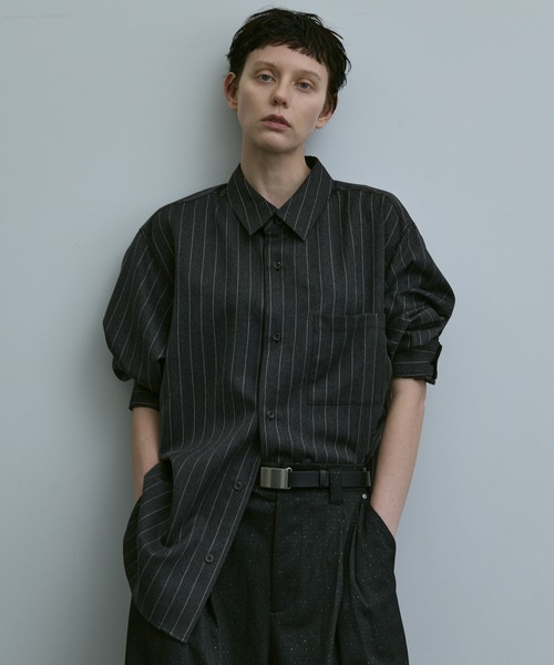 loose basic oversize shirt - heather drape / ルーズベーシック
