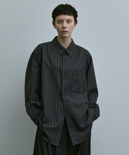 loose basic oversize shirt - heather drape / ルーズベーシック