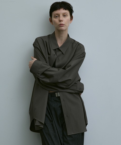 loose basic oversize shirt - heather drape / ルーズベーシック