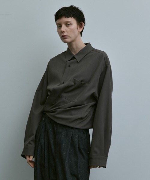 loose basic oversize shirt - heather drape / ルーズベーシック