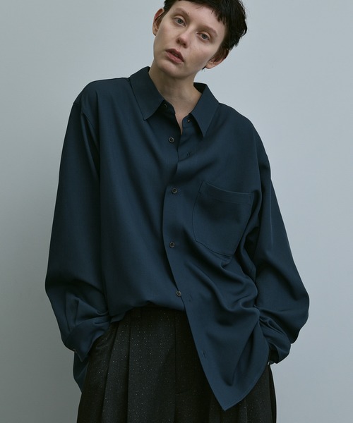 loose basic oversize shirt - heather drape / ルーズベーシック