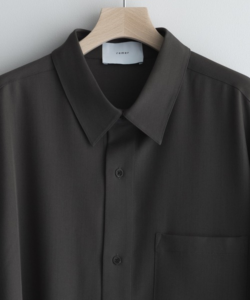rerere　黒 loose basic oversize shirt - heather drape / ルーズベーシック