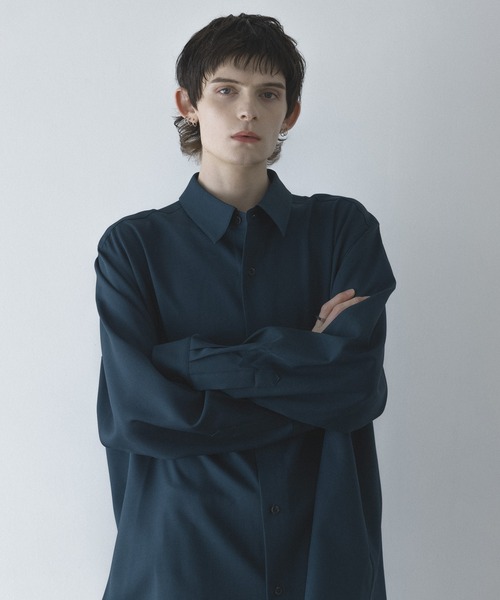 リケルメページ loose basic oversize shirt - heather drape / ルーズ