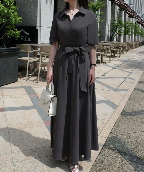 【ボノボ✨】定価50,000円❤️アナイ✨サイズ36✨カシュクールワンピース セール】ウエストマークカシュクールワンピース（ワンピース