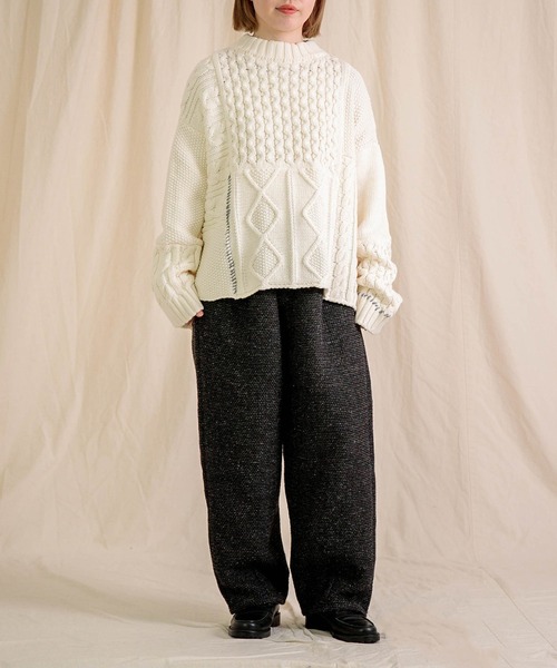 Brocante（ブロカント）の「[Brocante / ブロカント] コットンアクリル ぺシュールラピエセトリコ（ニット/セーター・レディース・アイボリー/グレー・2）」の14枚目の写真