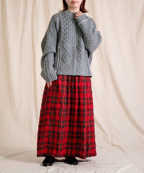 Brocante（ブロカント）の「[Brocante / ブロカント] コットンアクリル ぺシュールラピエセトリコ（ニット/セーター・レディース・アイボリー/グレー・2）」の4枚目の写真