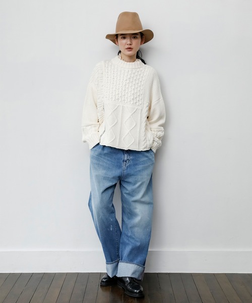 Brocante（ブロカント）の「[Brocante / ブロカント] コットンアクリル ぺシュールラピエセトリコ（ニット/セーター・レディース・アイボリー/グレー・2）」の9枚目の写真