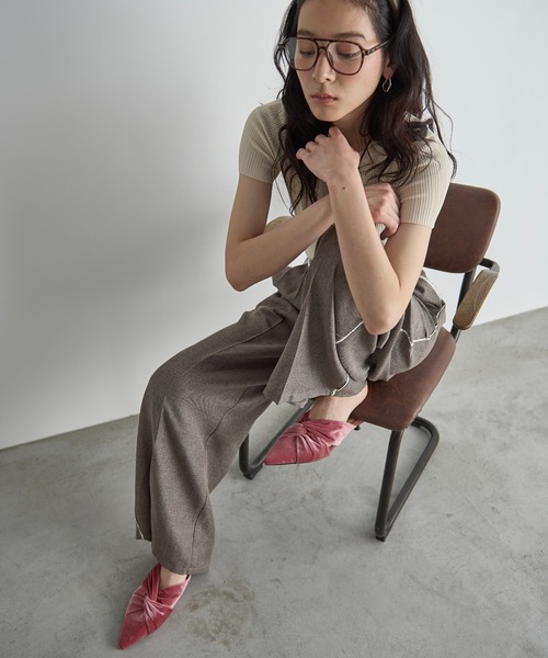 THE YOn（ザヨン）の「ツイストドレープアッパーベロアサンダル（サンダル・レディース・ピンク/ブラウン/グリーン・37/38/39）」の8枚目の写真