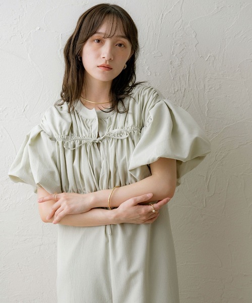 NOAHL（ノアル）の「【NOAHL】楊柳バルーンスリーブオールインワン（つなぎ/オールインワン・レディース・ミント/アイボリー/ブラック・S/M）」の2枚目の写真