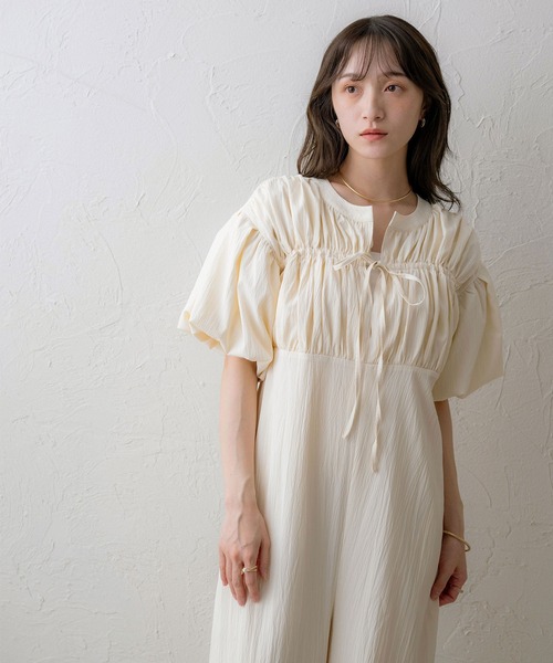 セール】【NOAHL】楊柳バルーンスリーブオールインワン（つなぎ