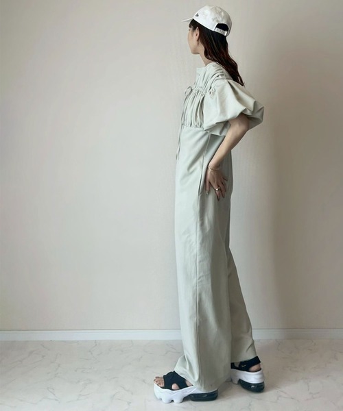 FIRMUM　ゆったり　リネン　長袖　オールインワン　白　ロングスリーブ　つなぎ FIRMUM ゆったり リネン 長袖 オールインワン 白 ロングスリーブ