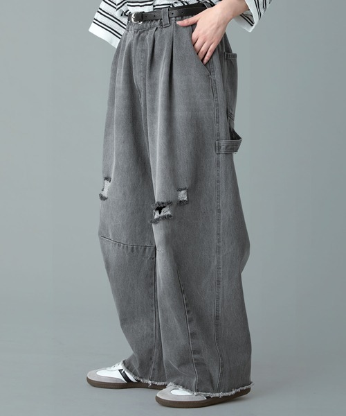 RUUBON(ルーボン)の「【RUUBON】painter curve damage denim pants / ペインターカーブダメージデニムパンツ(デニムパンツ・メンズ・グレー/ダークグレー・S/M/L)」の7枚目の写真