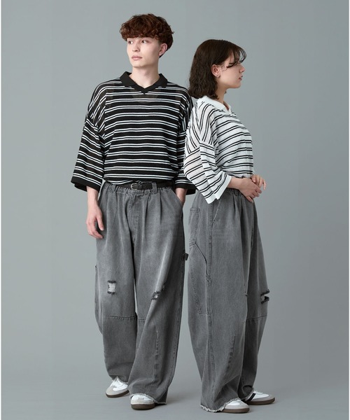 RUUBON(ルーボン)の「【RUUBON】painter curve damage denim pants / ペインターカーブダメージデニムパンツ(デニムパンツ・メンズ・グレー/ダークグレー・S/M/L)」の9枚目の写真