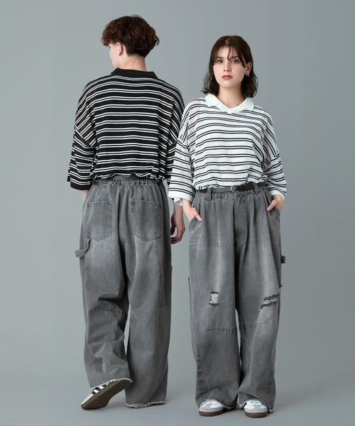RUUBON(ルーボン)の「【RUUBON】painter curve damage denim pants / ペインターカーブダメージデニムパンツ(デニムパンツ・メンズ・グレー/ダークグレー・S/M/L)」の10枚目の写真
