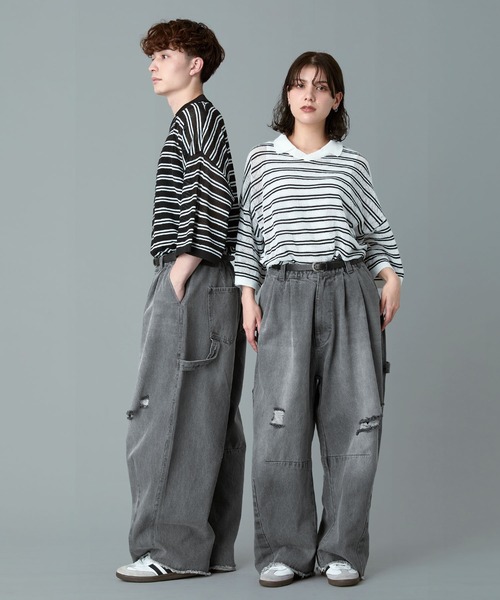 RUUBON(ルーボン)の「【RUUBON】painter curve damage denim pants / ペインターカーブダメージデニムパンツ(デニムパンツ・メンズ・グレー/ダークグレー・S/M/L)」の11枚目の写真