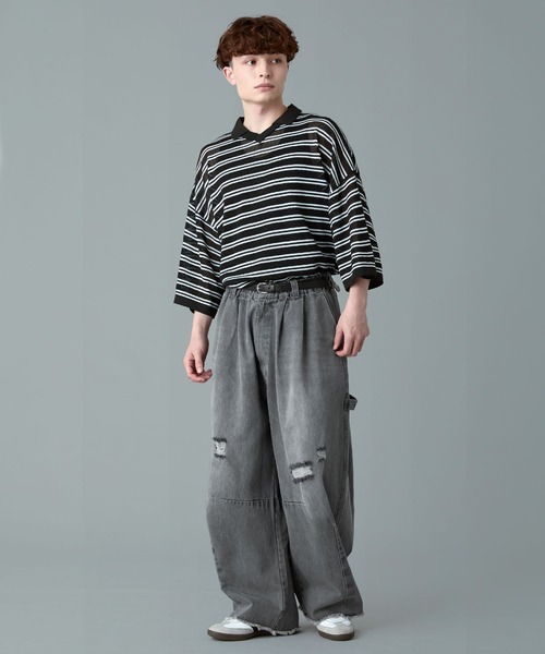 RUUBON(ルーボン)の「【RUUBON】painter curve damage denim pants / ペインターカーブダメージデニムパンツ(デニムパンツ・メンズ・グレー/ダークグレー・S/M/L)」の14枚目の写真