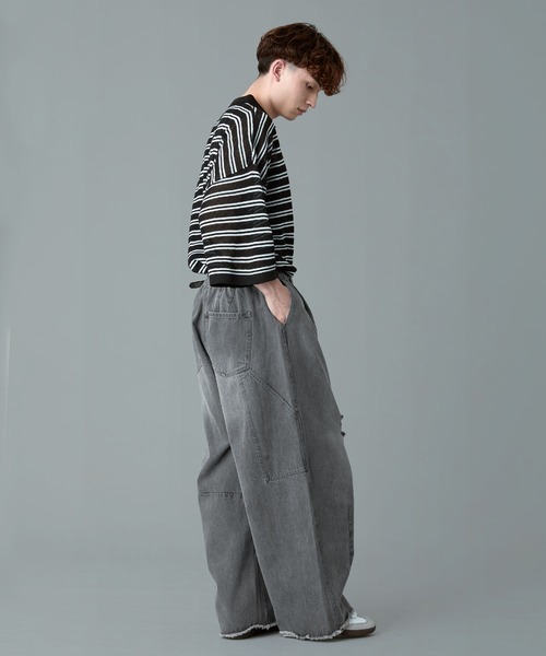 RUUBON(ルーボン)の「【RUUBON】painter curve damage denim pants / ペインターカーブダメージデニムパンツ(デニムパンツ・メンズ・グレー/ダークグレー・S/M/L)」の15枚目の写真