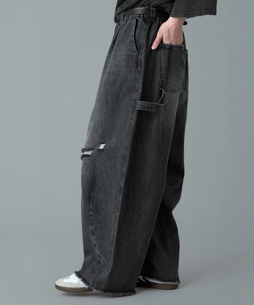 RUUBON(ルーボン)の「【RUUBON】painter curve damage denim pants / ペインターカーブダメージデニムパンツ(デニムパンツ・メンズ・グレー/ダークグレー・S/M/L)」の17枚目の写真