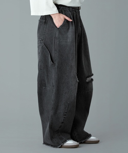 RUUBON(ルーボン)の「【RUUBON】painter curve damage denim pants / ペインターカーブダメージデニムパンツ(デニムパンツ・メンズ・グレー/ダークグレー・S/M/L)」の19枚目の写真