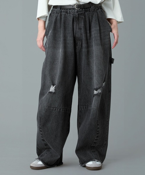 RUUBON】painter curve damage denim pants / ペインターカーブ