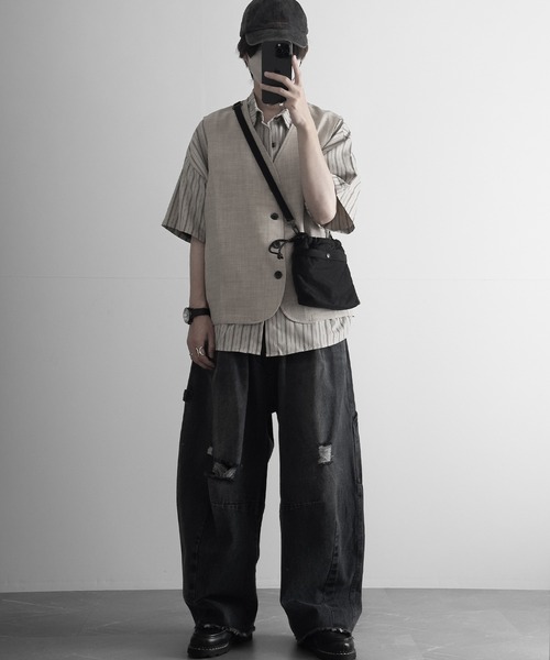 RUUBON(ルーボン)の「【RUUBON】painter curve damage denim pants / ペインターカーブダメージデニムパンツ(デニムパンツ・メンズ・グレー/ダークグレー・S/M/L)」の21枚目の写真