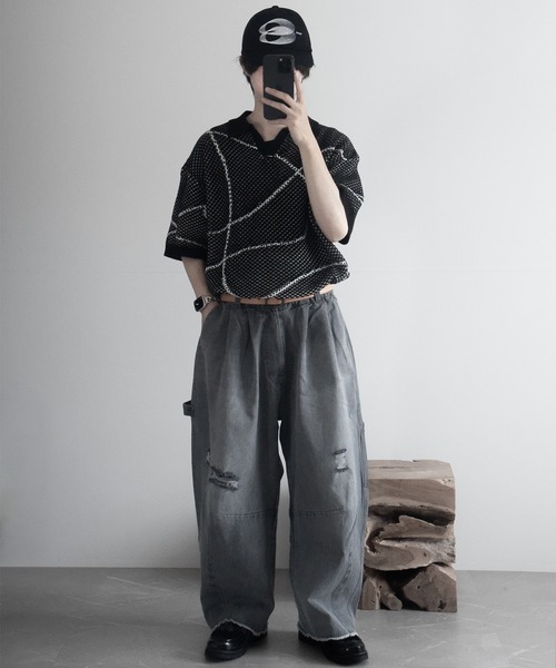 RUUBON(ルーボン)の「【RUUBON】painter curve damage denim pants / ペインターカーブダメージデニムパンツ(デニムパンツ・メンズ・グレー/ダークグレー・S/M/L)」の22枚目の写真