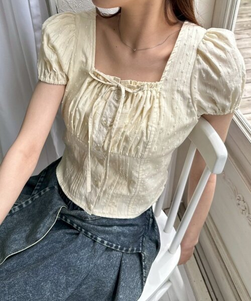 OLIVE des OLIVE（オリーブデオリーブ）の「コンパクトガーリーブラウス（シャツ/ブラウス・レディース・サックスブルー/イエロー/オフホワイト・FREE）」の5枚目の写真
