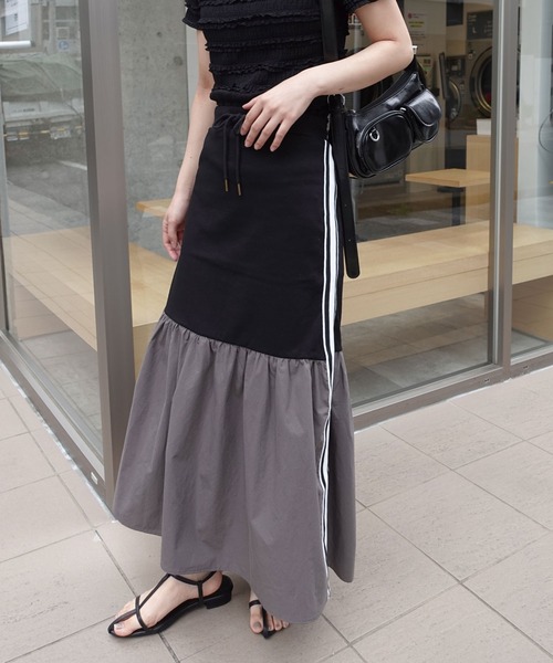 CORNERS（コーナーズ）の「サイドライン布帛切替ティアードスカート