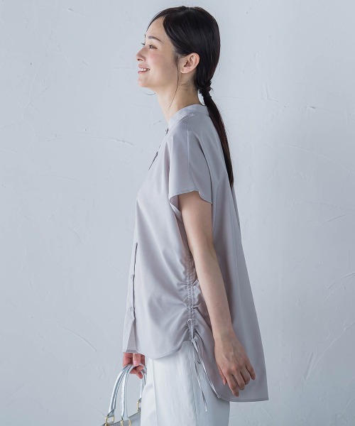 LAUTREAMONT(ロートレアモン)の「【WEB限定】フィルムストライプギャザーブラウス ≪手洗い可能≫(シャツ/ブラウス・レディース・ダークネイビー/グレー系その他・9号)」の1枚目の写真
